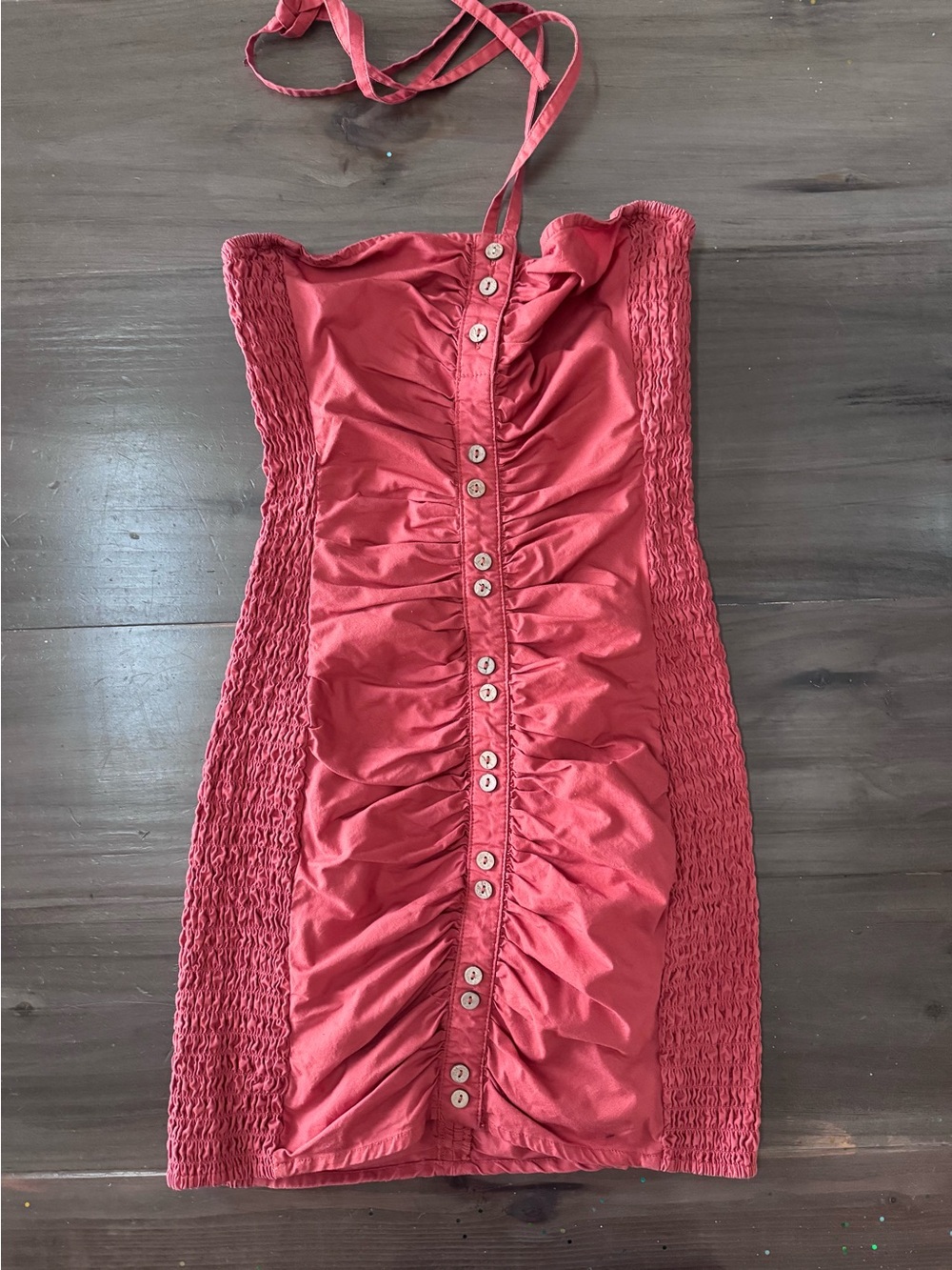 Free People Ruched Scrunch Halter Mini Dress Rust Women’s XS Boho Festival